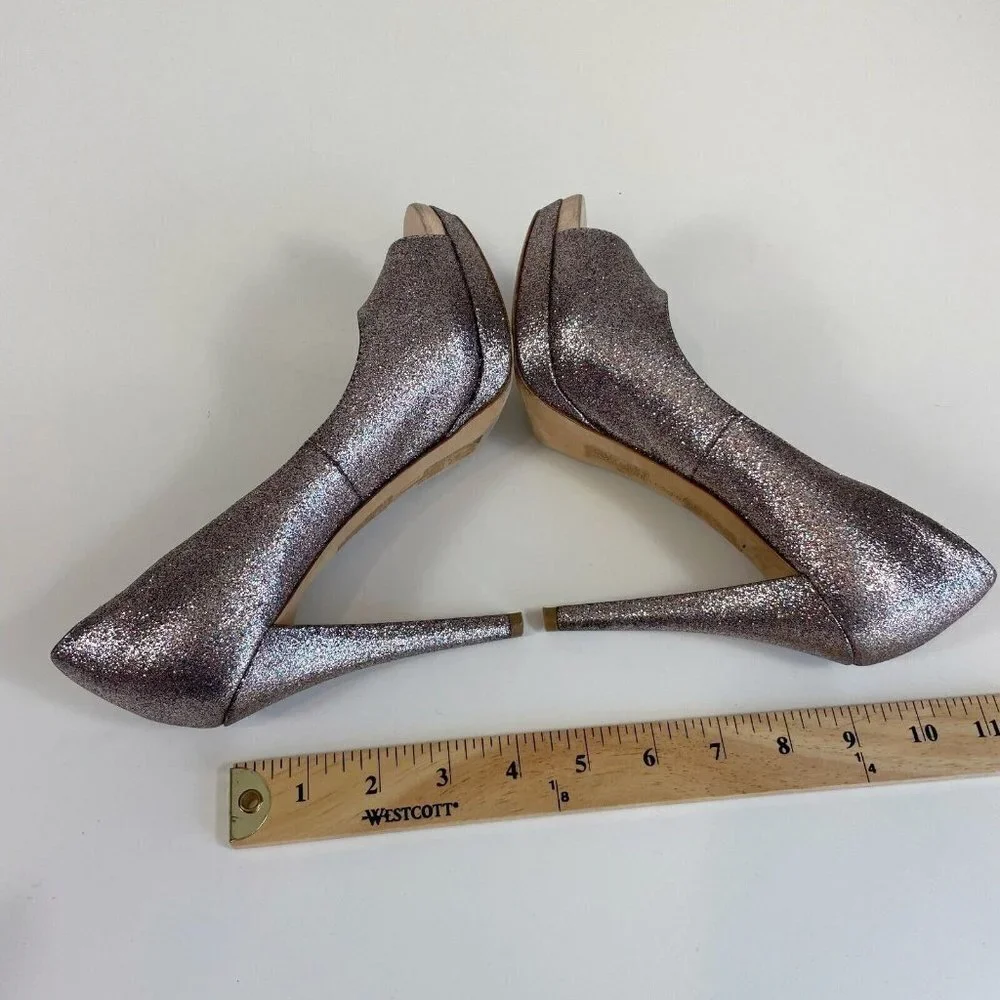 Vera Wang Lavender Womens Selima Glitter Platform Pump 5.5 M Peep Toe Cocktail‎